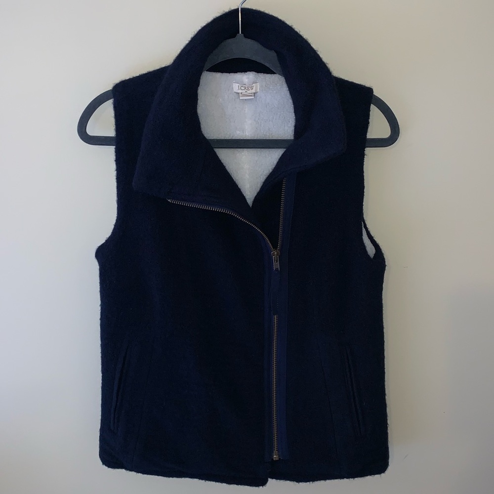 J. Crew Sherpa Lined Wool Moto Vest